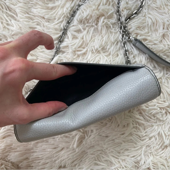 Marc Jacobs Empire City Leather Wallet Crossbody Bag grey-blue silver chain - Picture 4 of 11